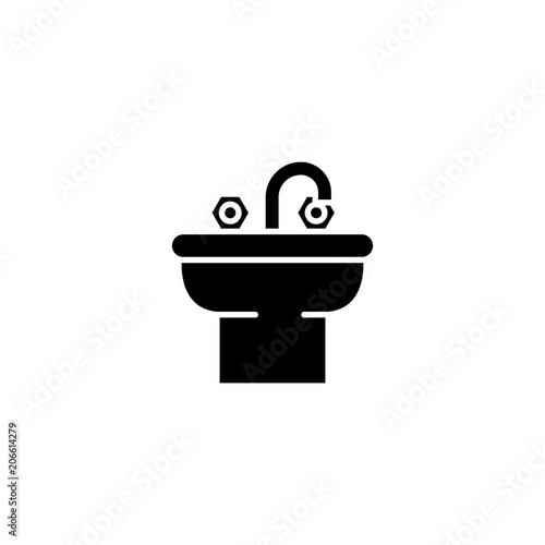 bidet black icon concept. bidet flat vector website sign, symbol, illustration.