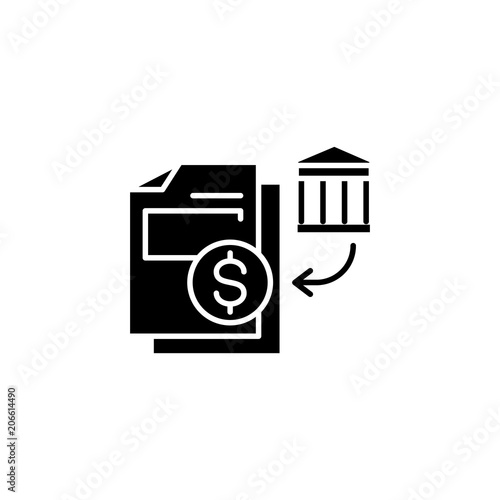 Bank statements black icon concept. Bank statements flat  vector symbol, sign, illustration.