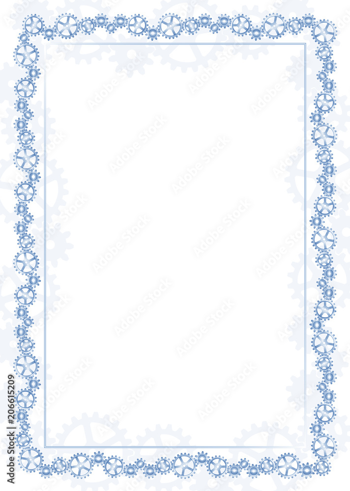 Blue frame and border with gear-type mechanism