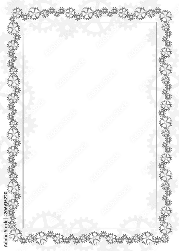 Gray frame and border with gear-type mechanism