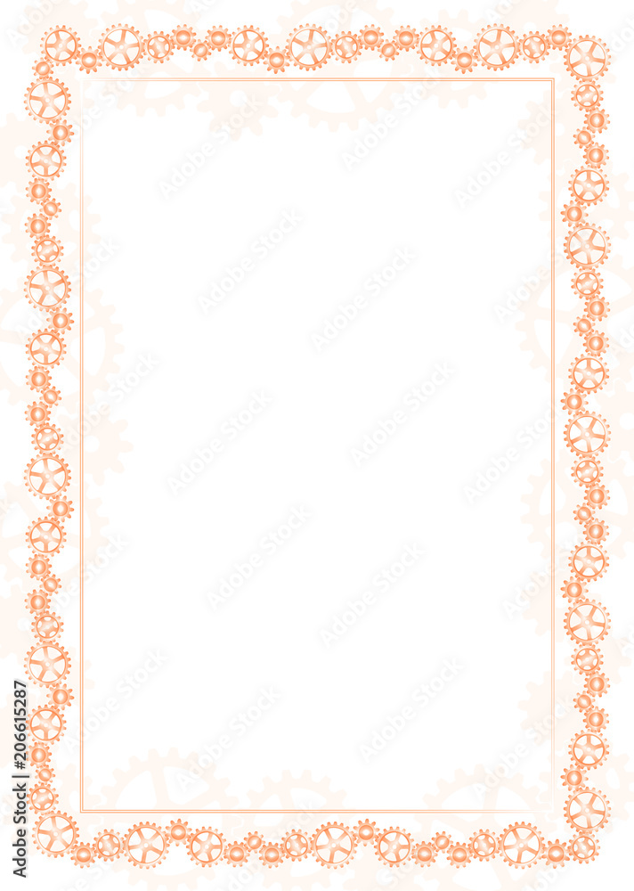 Fototapeta premium Orange frame and border with gear-type mechanism