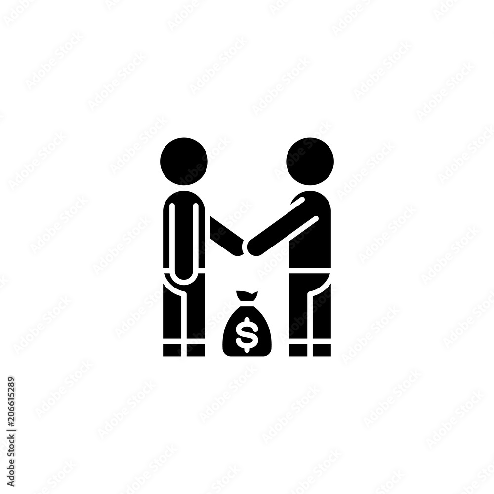 Business deal black icon concept. Business deal flat vector symbol, sign, illustration. Business deal black icon concept. Business deal flat vector symbol, sign, illustration.