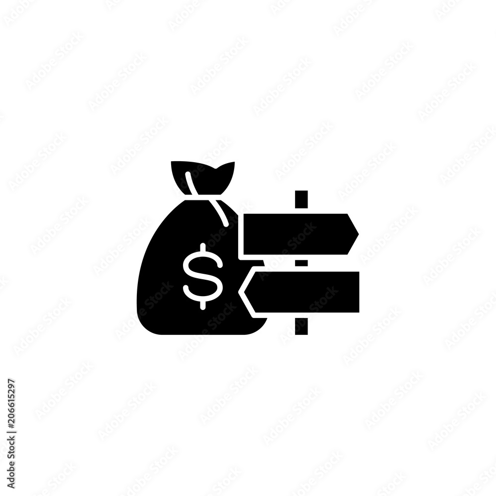 Business directions black icon concept. Business directions flat vector symbol, sign, illustration. Business directions black icon concept. Business directions flat vector symbol, sign, illustration.
