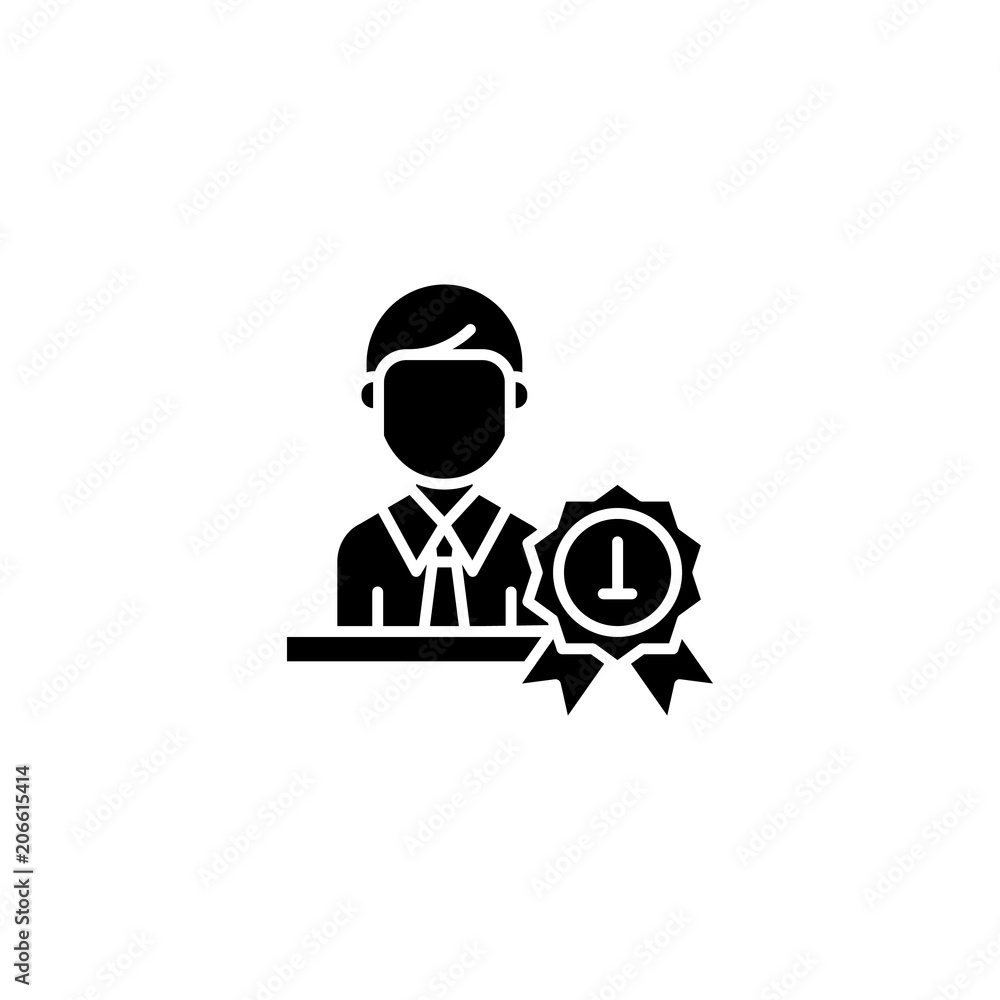 Businessman number one black icon concept. Businessman number one flat  vector symbol, sign, illustration.