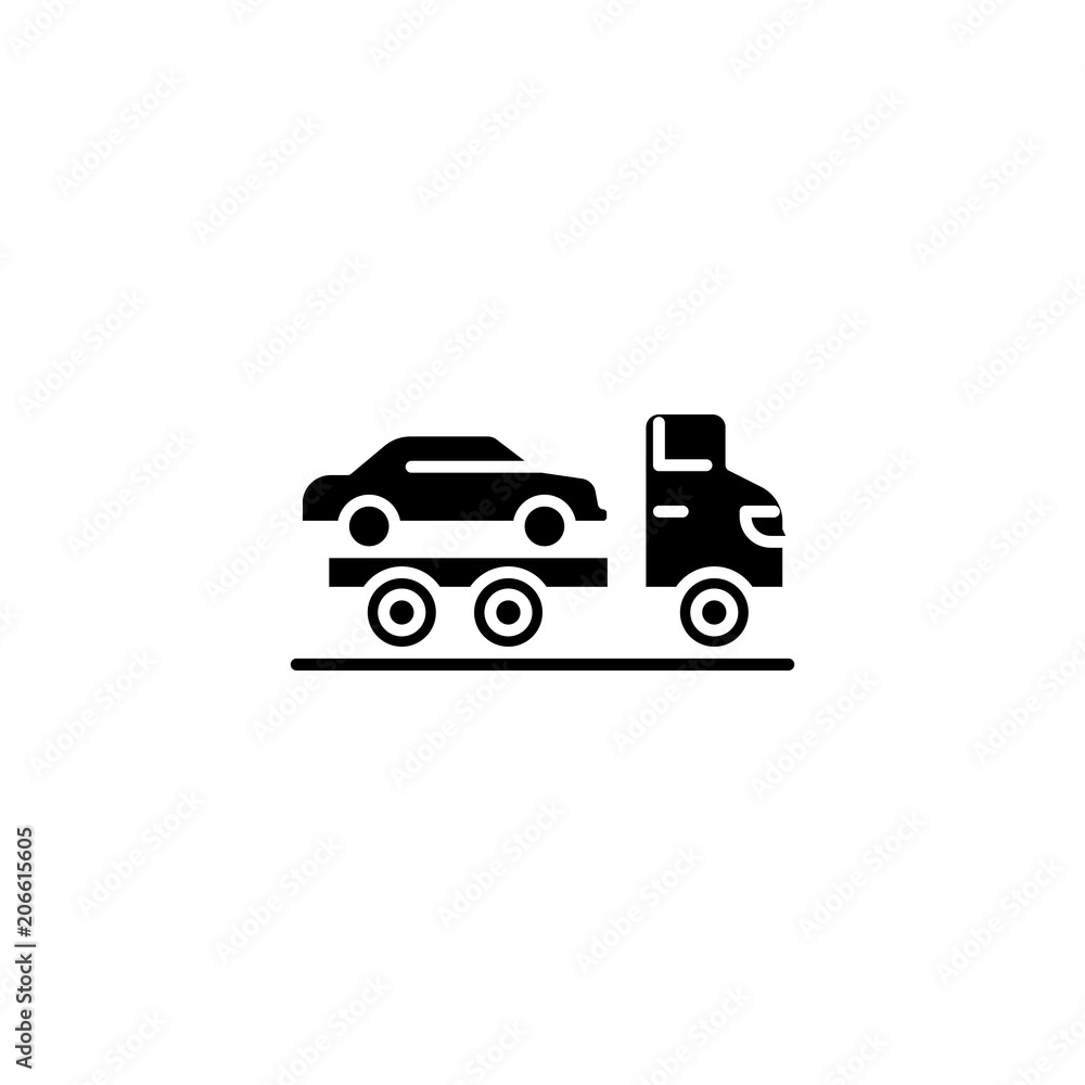 Car carrier black icon concept. Car carrier flat  vector symbol, sign, illustration.