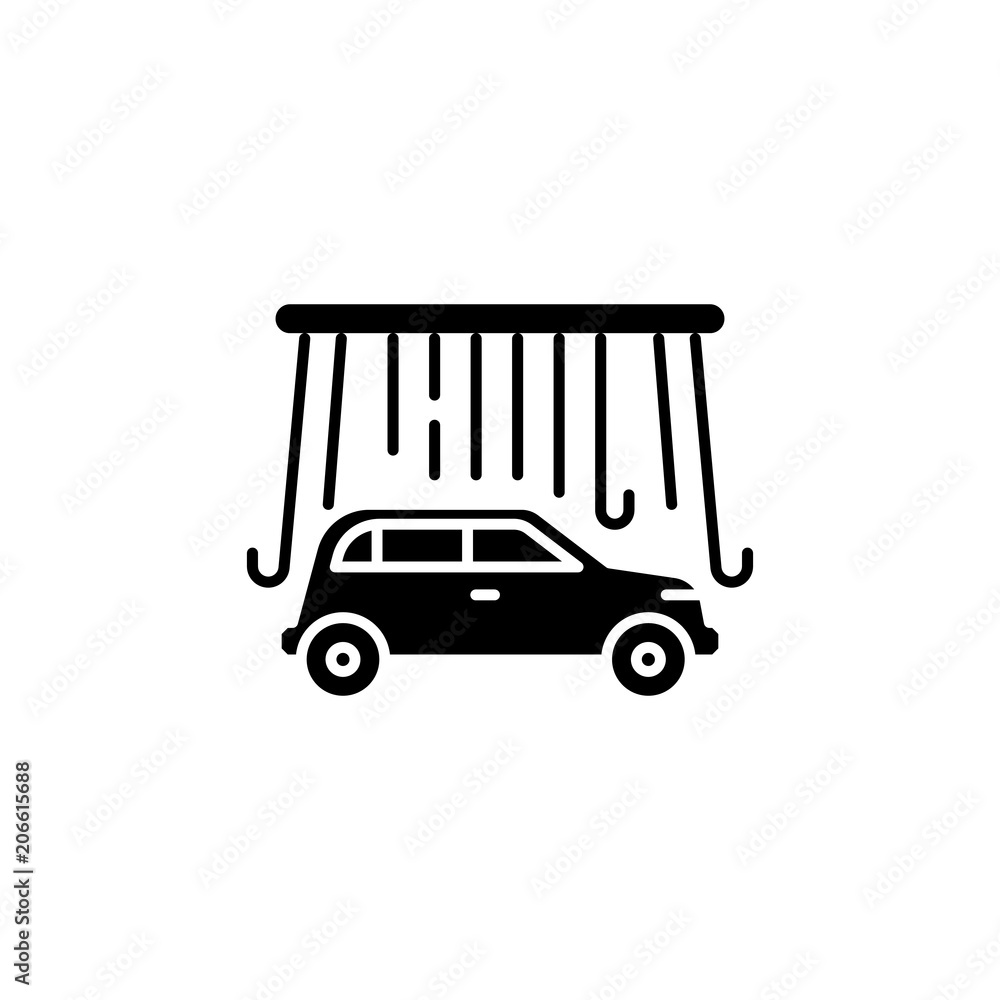 Car wash black icon concept. Car wash flat  vector symbol, sign, illustration.