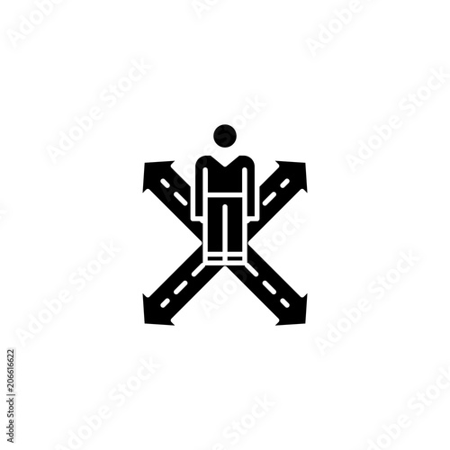 Consumer behavior black icon concept. Consumer behavior flat  vector symbol, sign, illustration.