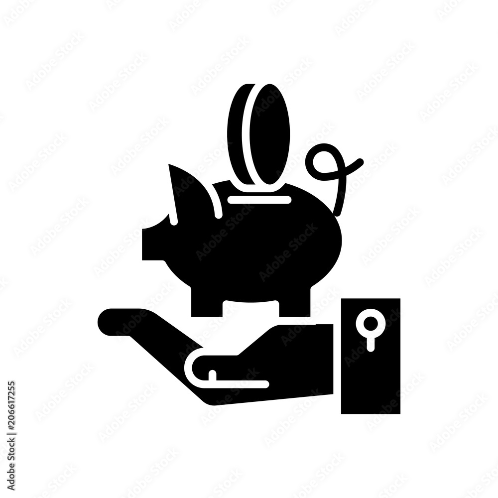 Deposit account black icon concept. Deposit account flat vector symbol, sign, illustration. Deposit account black icon concept. Deposit account flat vector symbol, sign, illustration.