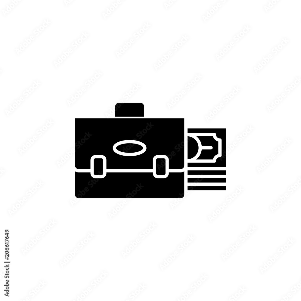 Investment portfolio black icon concept. Investment portfolio flat vector symbol, sign, illustration. Investment portfolio black icon concept. Investment portfolio flat vector symbol, sign, illustration.