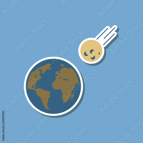 paper sticker on stylish background of nature meteorite earth