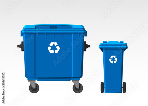 Set of recycle bins isolated on white background. Flat style. Vector.