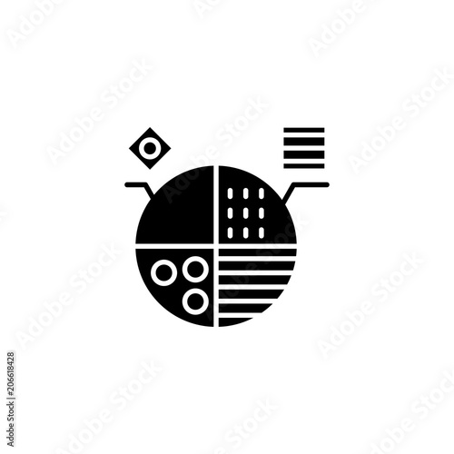 Marketing segmentation black icon concept. Marketing segmentation flat  vector symbol, sign, illustration.
