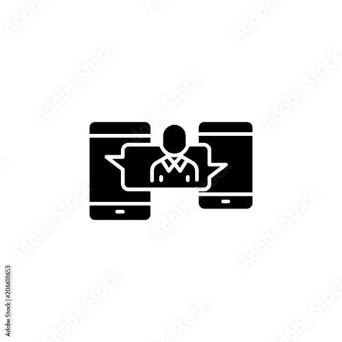 Messenger black icon concept. Messenger flat  vector symbol, sign, illustration.