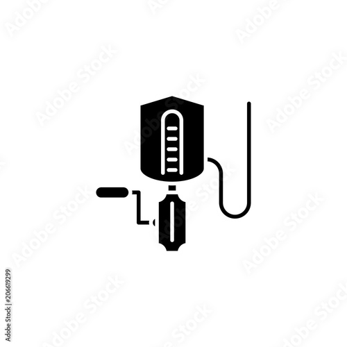 Oil refining black icon concept. Oil refining flat  vector symbol, sign, illustration.