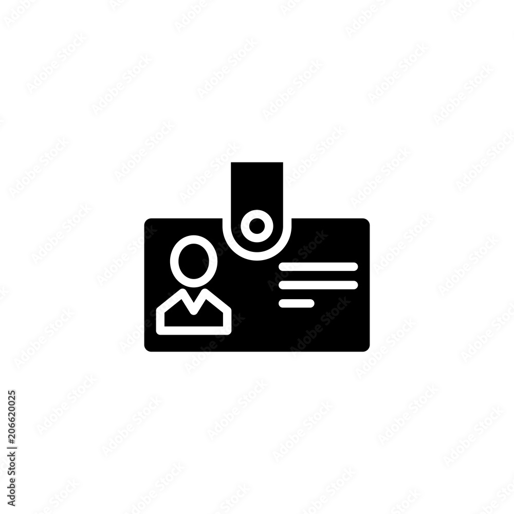 Personnel badge black icon concept. Personnel badge flat vector symbol,  sign, illustration. Stock Vector | Adobe Stock