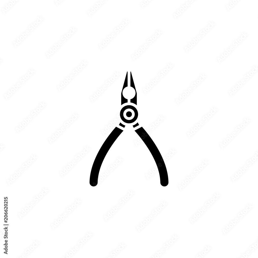 Pliers black icon concept. Pliers flat vector symbol, sign, illustration. Pliers black icon concept. Pliers flat vector symbol, sign, illustration.