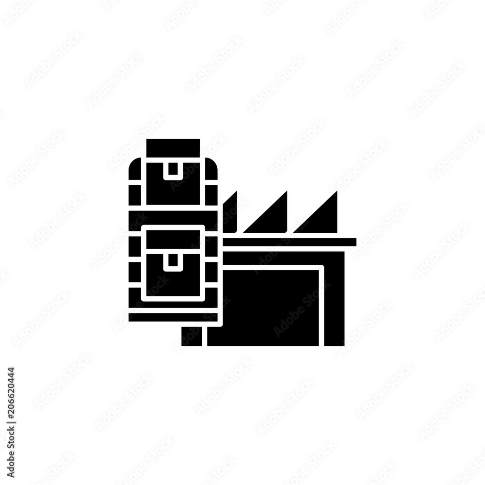 Production assets black icon concept. Production assets flat vector symbol, sign, illustration. Production assets black icon concept. Production assets flat vector symbol, sign, illustration.