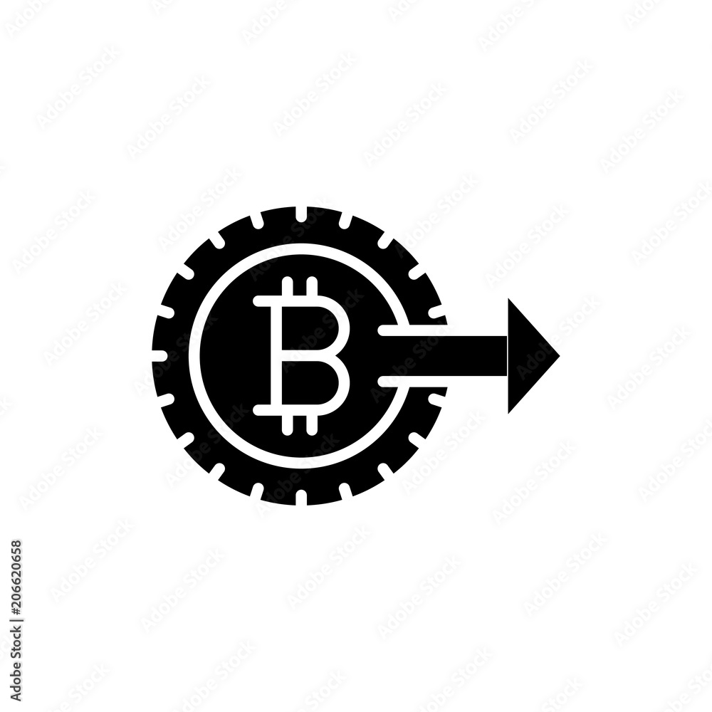 Promotion of bitcoin black icon concept. Promotion of bitcoin flat vector symbol, sign, illustration. Promotion of bitcoin black icon concept. Promotion of bitcoin flat vector symbol, sign, illustration.