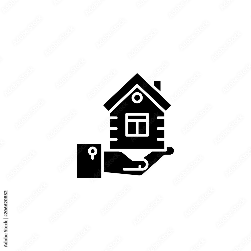 Real estate market supply black icon concept. Real estate market supply flat  vector symbol, sign, illustration.