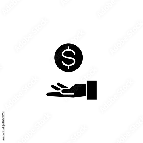 Request for the funds black icon concept. Request for the funds flat  vector symbol, sign, illustration.