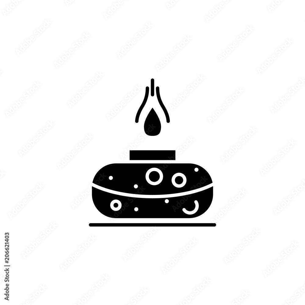 Scented candle black icon concept. Scented candle flat vector symbol, sign, illustration. Scented candle black icon concept. Scented candle flat vector symbol, sign, illustration.