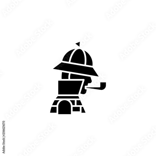 Sherlock holmes black icon concept. Sherlock holmes flat  vector symbol, sign, illustration.