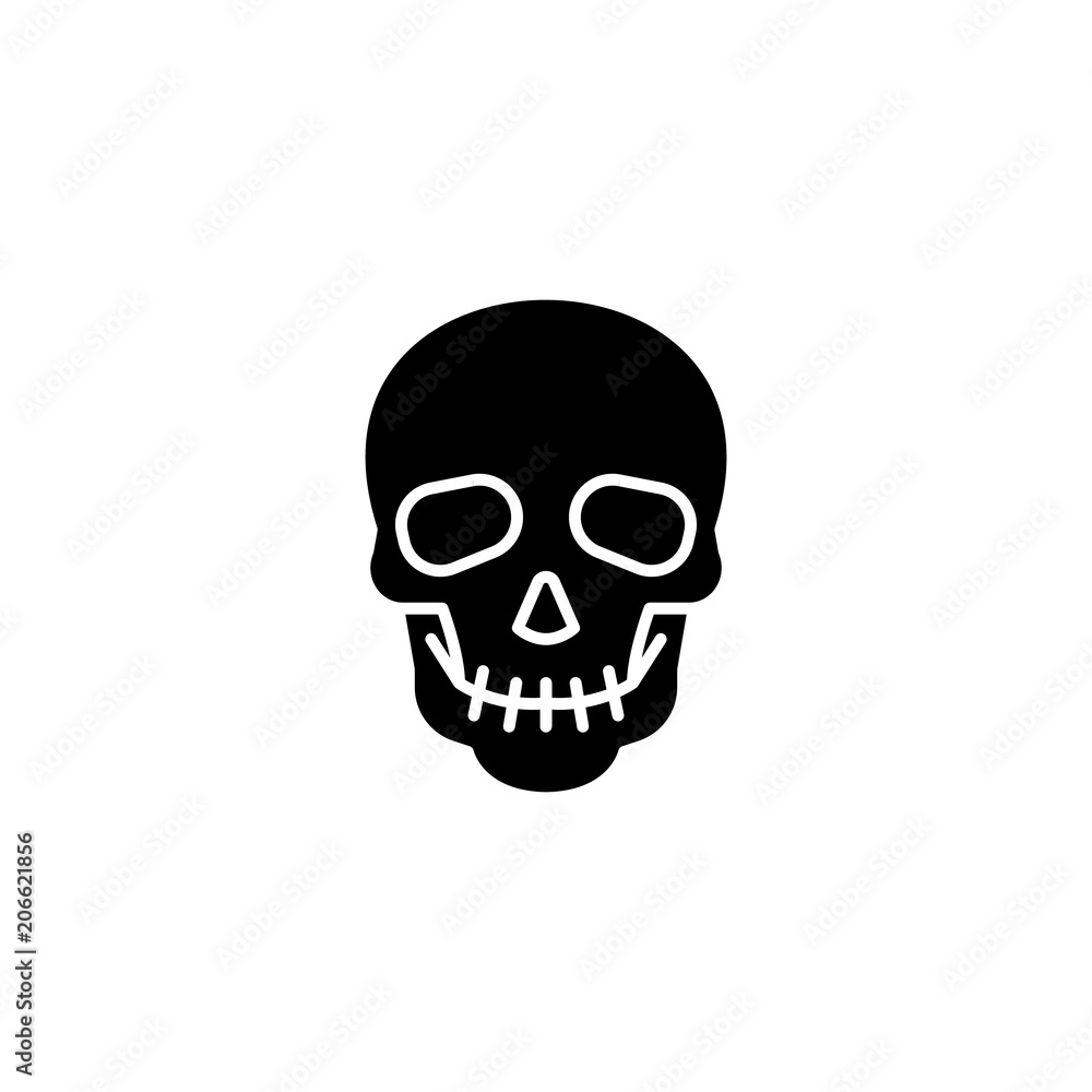 Skull black icon concept. Skull flat vector symbol, sign, illustration. Skull black icon concept. Skull flat vector symbol, sign, illustration.