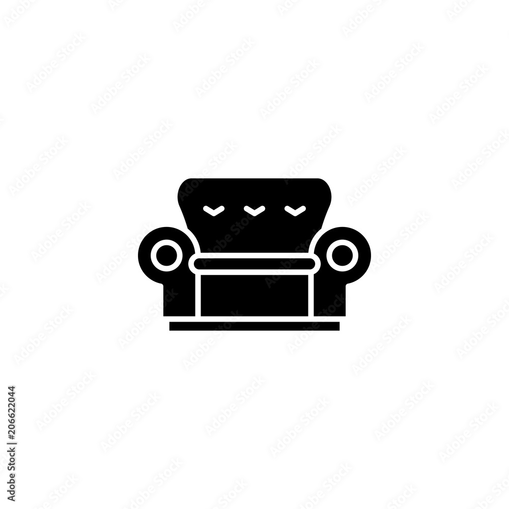 Sofa black icon concept. Sofa flat vector symbol, sign, illustration. Sofa black icon concept. Sofa flat vector symbol, sign, illustration.