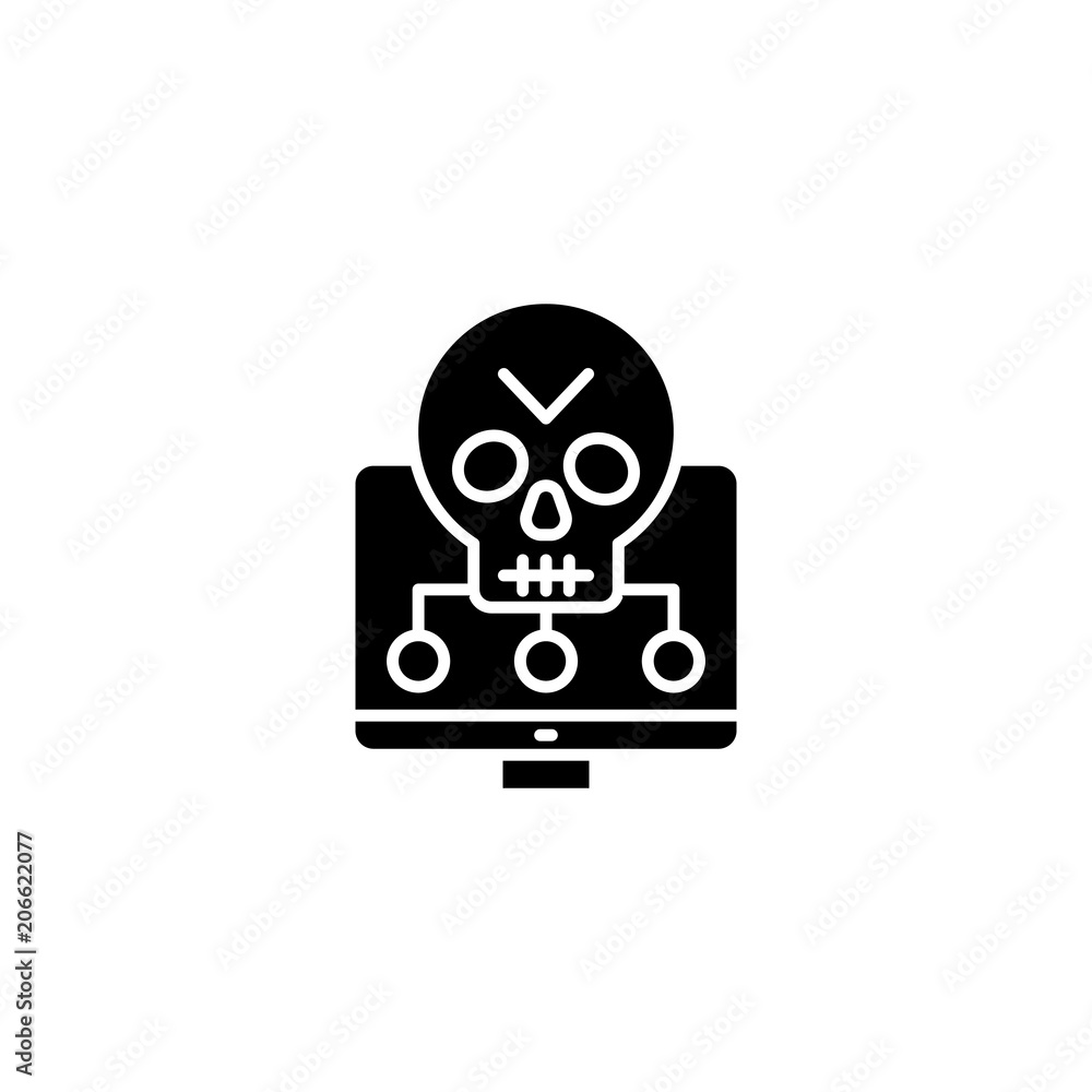 Software vulnerabilities black icon concept. Software vulnerabilities flat vector symbol, sign, illustration. Software vulnerabilities black icon concept. Software vulnerabilities flat vector symbol, sign, illustration.