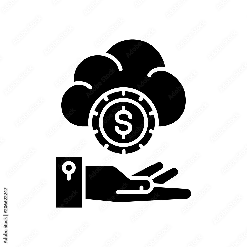 Stable income black icon concept. Stable income flat  vector symbol, sign, illustration.