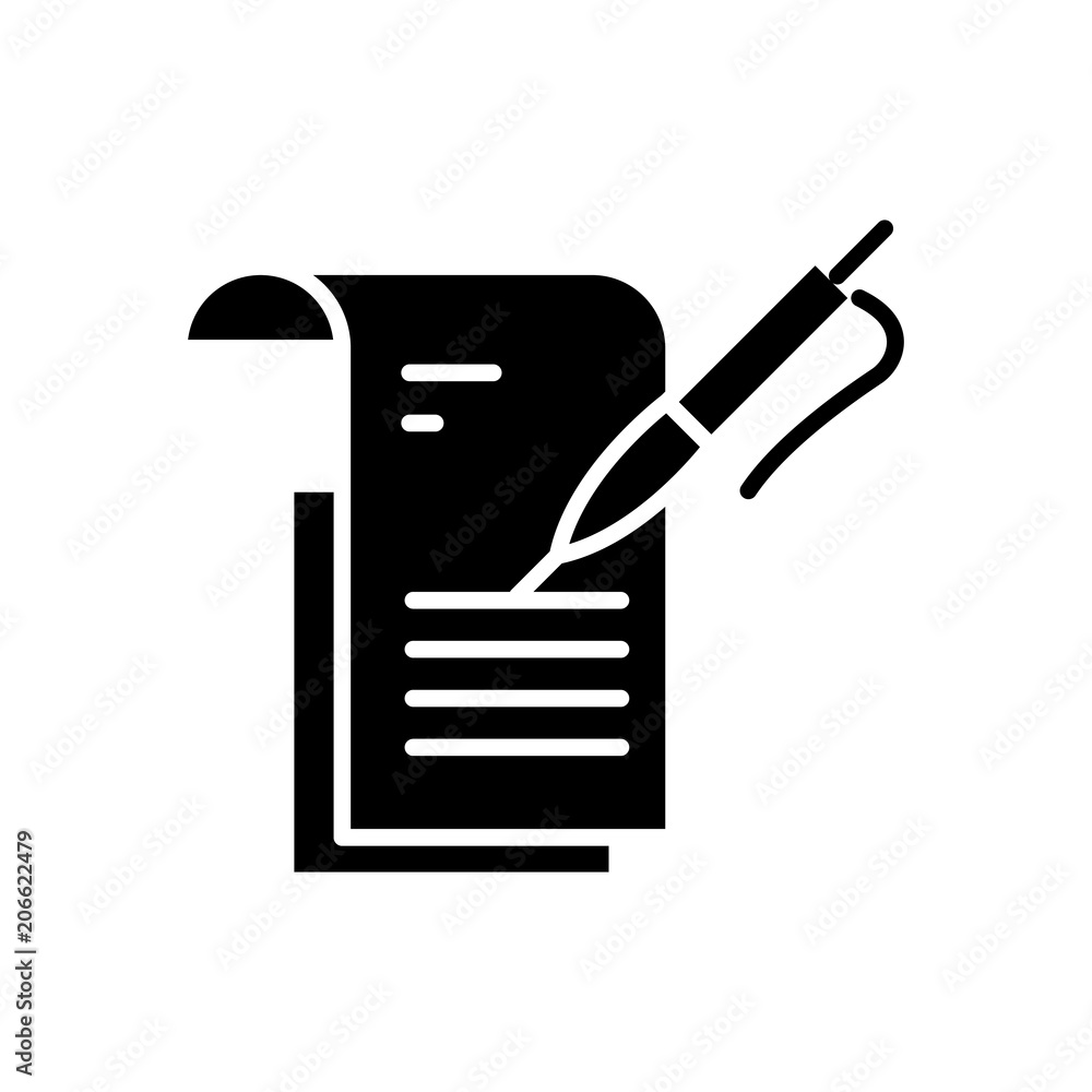 Study report black icon concept. Study report flat vector symbol, sign, illustration. Study report black icon concept. Study report flat vector symbol, sign, illustration.
