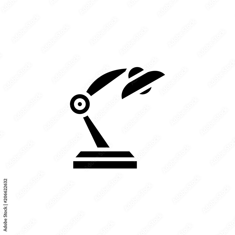 Table lamp black icon concept. Table lamp flat vector symbol, sign, illustration. Table lamp black icon concept. Table lamp flat vector symbol, sign, illustration.