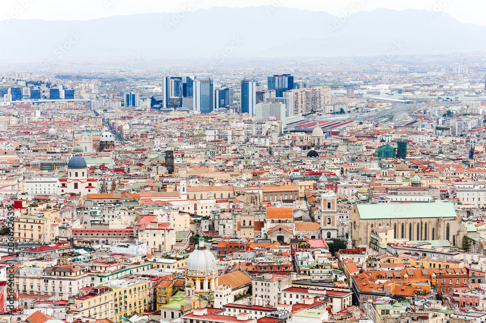 Naples panoramic view, in background the business directional center, Campania, Italy