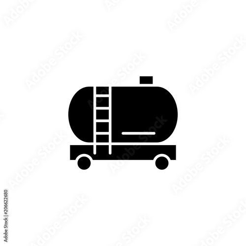 Tank car black icon concept. Tank car flat vector symbol, sign, illustration.