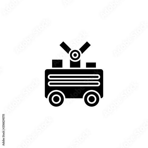 Welding machine black icon concept. Welding machine flat  vector symbol, sign, illustration.
