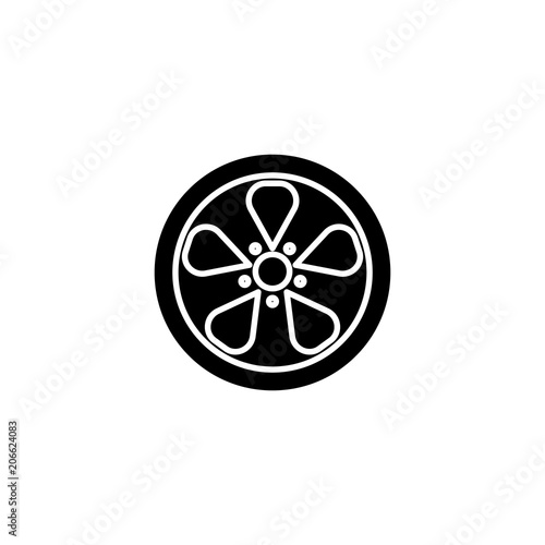 Wheel disk black icon concept. Wheel disk flat vector symbol, sign, illustration.