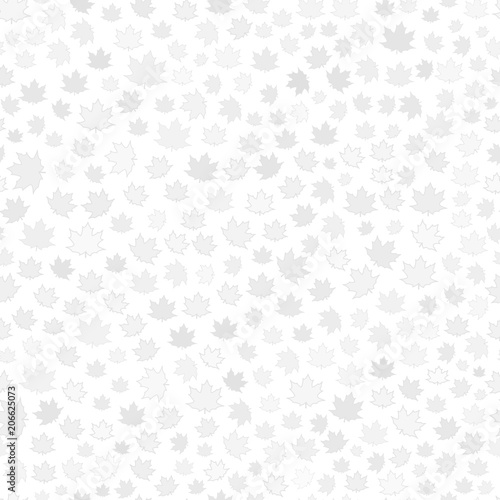 Seamless pattern of small gray leaves on white background