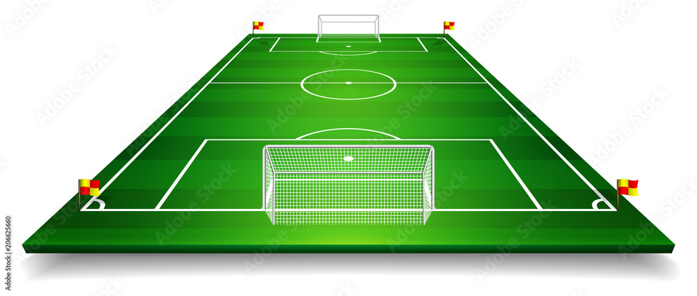 Perspective vector illustration of football field, soccer field. Vector EPS 10. Room for copy - obrazy, fototapety, plakaty 