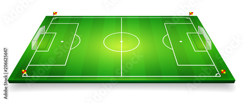 Perspective vector illustration of football field, soccer field. Vector EPS 10. Room for copy