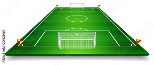 Perspective vector illustration of football field, soccer field. Vector EPS 10. Room for copy