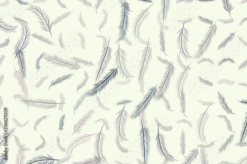 Abstract illustrations of feather, conceptual. Repeat, style, digital & pattern.