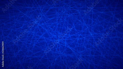 Abstract background of randomly arranged lines in blue colors.