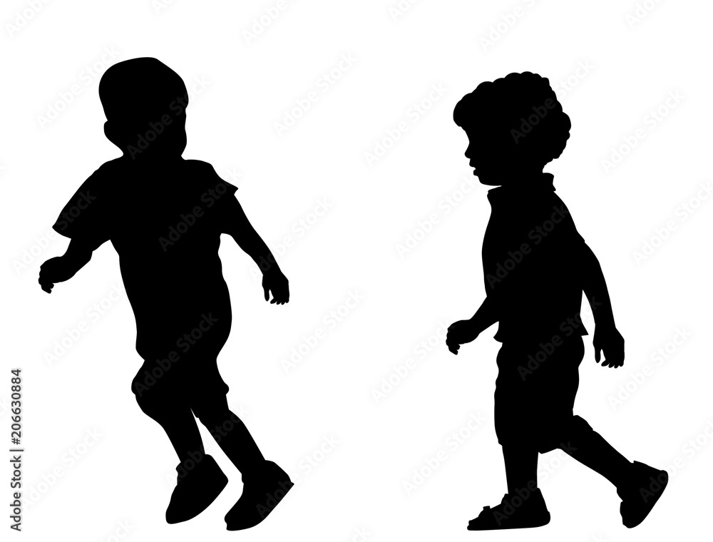 Two children silhouettes running