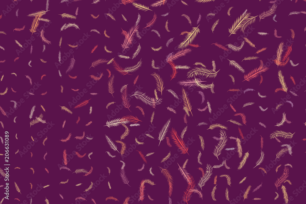 Abstract illustrations of feather, conceptual. Texture, messy, set & art.