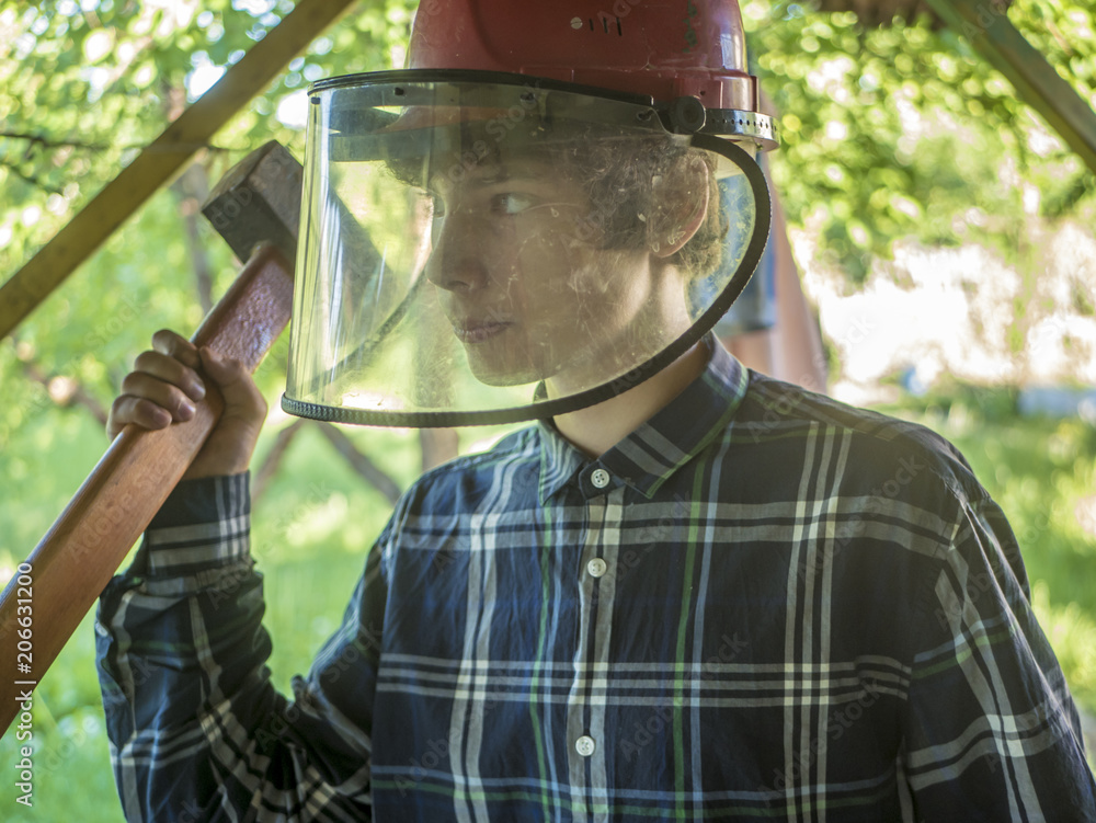 young man worker in protective mask close up portrait young man worker in protective mask close up portrait