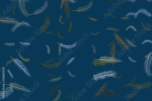 Abstract illustrations of feather, conceptual. Design, hand-drawn, backdrop & background.
