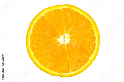 Half sliced orange isolated on white