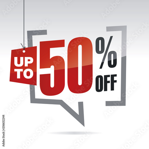 Sale up to 50 percent off isolated sticker icon