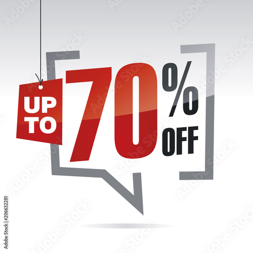 Sale up to 70 percent off isolated sticker icon
