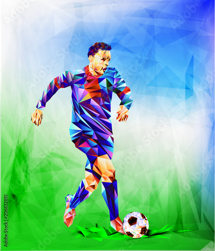 Soccer player the background of the stadium FIFA world cup. Welcome to Russia. Football player in Russia 2018. Fool colour vector illustration in flat style isolated on white background.